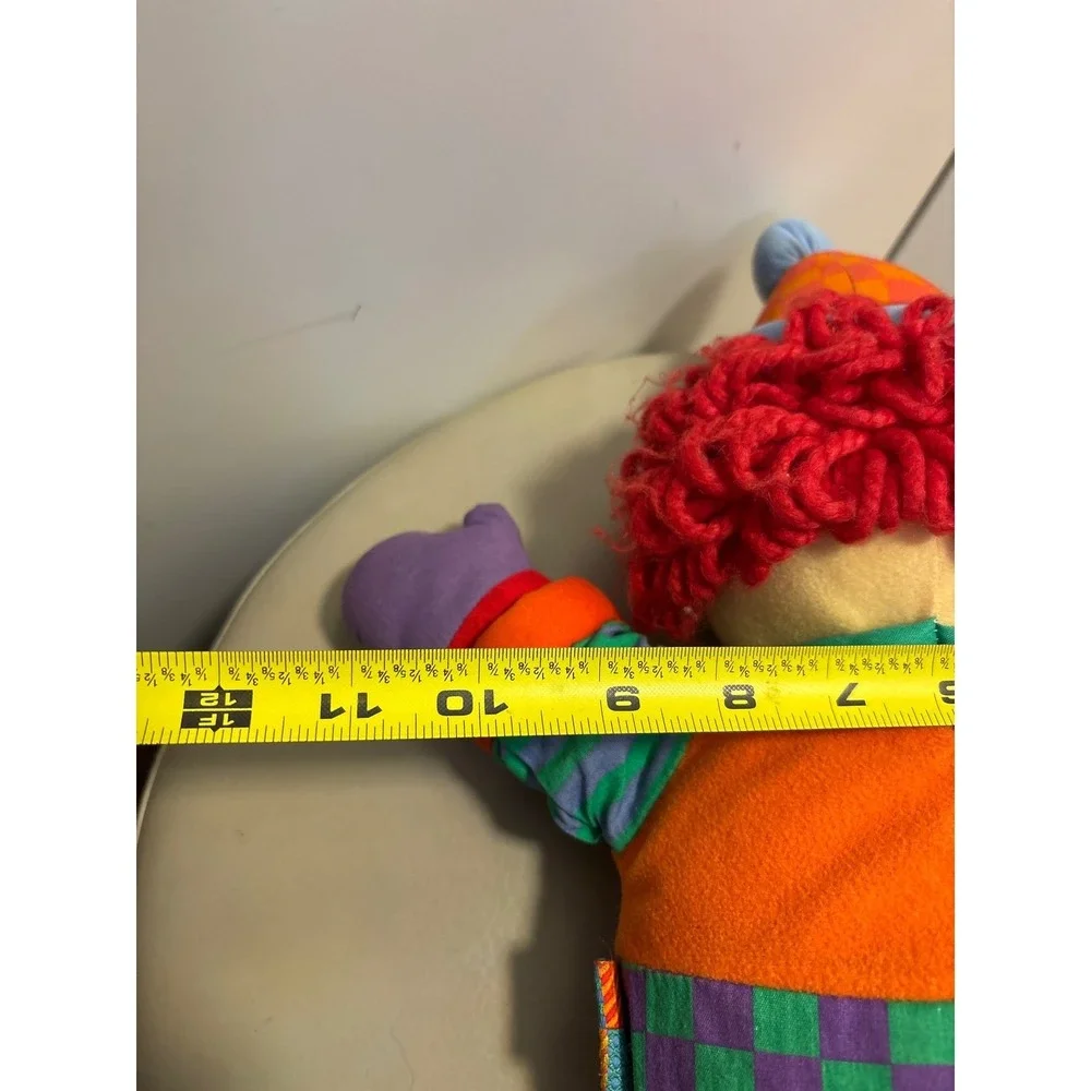 Gymboree Clown Plush Toy Stuffed Animal Red Curly Hair Colorful Patchwork Outfit